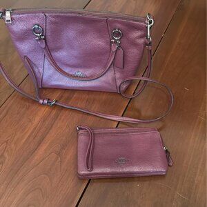coach purse with matching wristlet purple leather